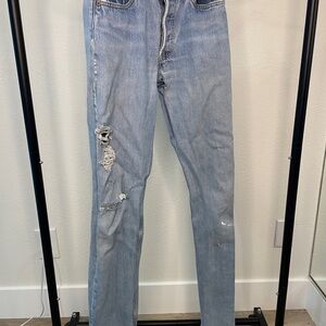 Vintage Levi's 501 Light Blue Distressed Straight Jeans